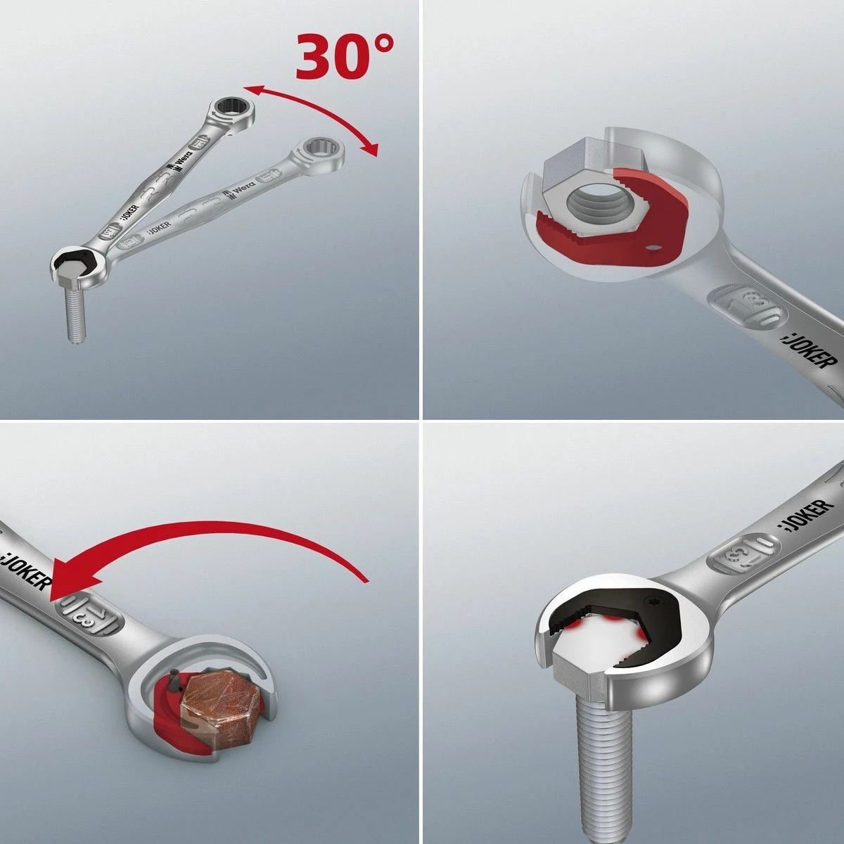 Wera 020012 Joker 8 Piece Ratcheting Combination Spanner Set 5/16-3/4" AF 3 Wera 020012 Joker 8 Piece Ratcheting Combination Spanner Set 5/16-3/4" AF - Image 3