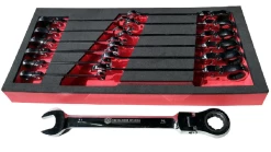 Britool Hallmark BHFRWSET13 13 Piece Flexible Ratchet Combination Spanner Set 8-21mm Foam Tray