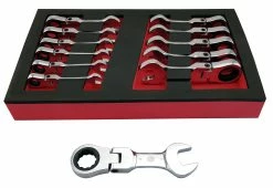Britool Hallmark BHFSRWSET12 12 Piece Stubby Flexible Ratchet Combination Spanner Set 8-19mm