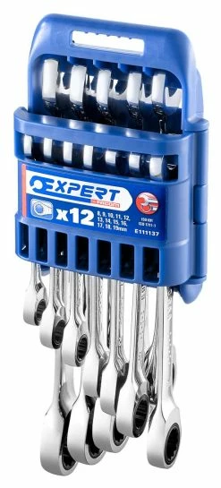 Britool Expert Expert By Facom E111137 12 Piece Metric Flat Ratcheting Combination Spanner Set 8-19mm