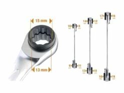 Bahco S4RM/3T 3 Piece Double Twin End Ratchet Ring Spanner Set 4in1 8-19mm (12 Sizes) -Hot Sale Spanners & Wrenches Shop S4RM3T 2