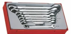Teng TT6508R Metric Ratcheting Combination Spanner Set In Tool Box Tray